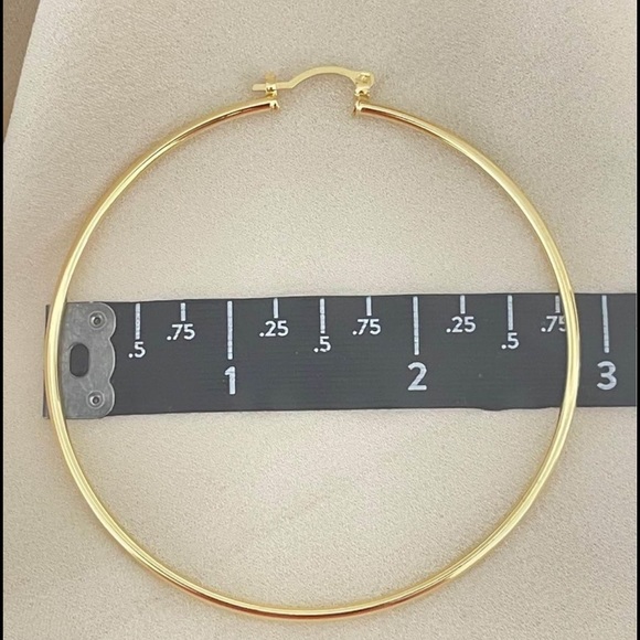 18k Gold Filled Thin Hoop Earrings 2.75" ✨ - Picture 6 of 6